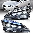 VLAND Headlight Assembly Fit for 2006-2012 Lexus IS250 IS250C IS350 IS350C lS220d, 2008-2014 ISF, Plug-and-play, Clear