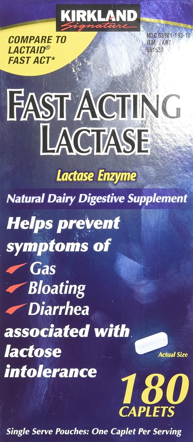 Kirkland Signature Fast Acting Lactase - 180 Caplets: Health & Personal Care
