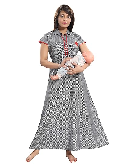 Hosiery Cotton Feeding/Maternity/Nursing Nighty for Women (Available in Multicolour)