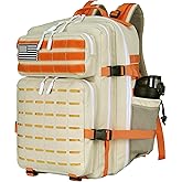 W WINTMING Military Tactical Backpack 45L/25L 3 Day Assault Pack Molle Daypack Hiking Backpack for Men and Women (Beige-Yellow, 45L)