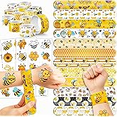 72PCS Bee Party Favors - 48PCS Pre-cut Tattoos & 24PCS Slap Bracelets - Honey Bee Birthday Supplies, Baby Shower Decorations, Classroom Prizes, Gifts for Girls & Kids
