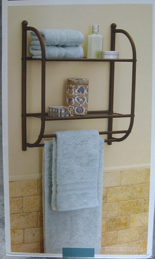 Bronze 2Tier Wall Shelf with Towel Bars Home & Kitchen