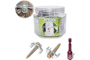 Bytcew Wire Wood Fencing Fasteners Staple, 60 Pcs Fence Nails Clips Post Screw for Wire Mesh and Woven Fencing, Quickly Install with Power Drill