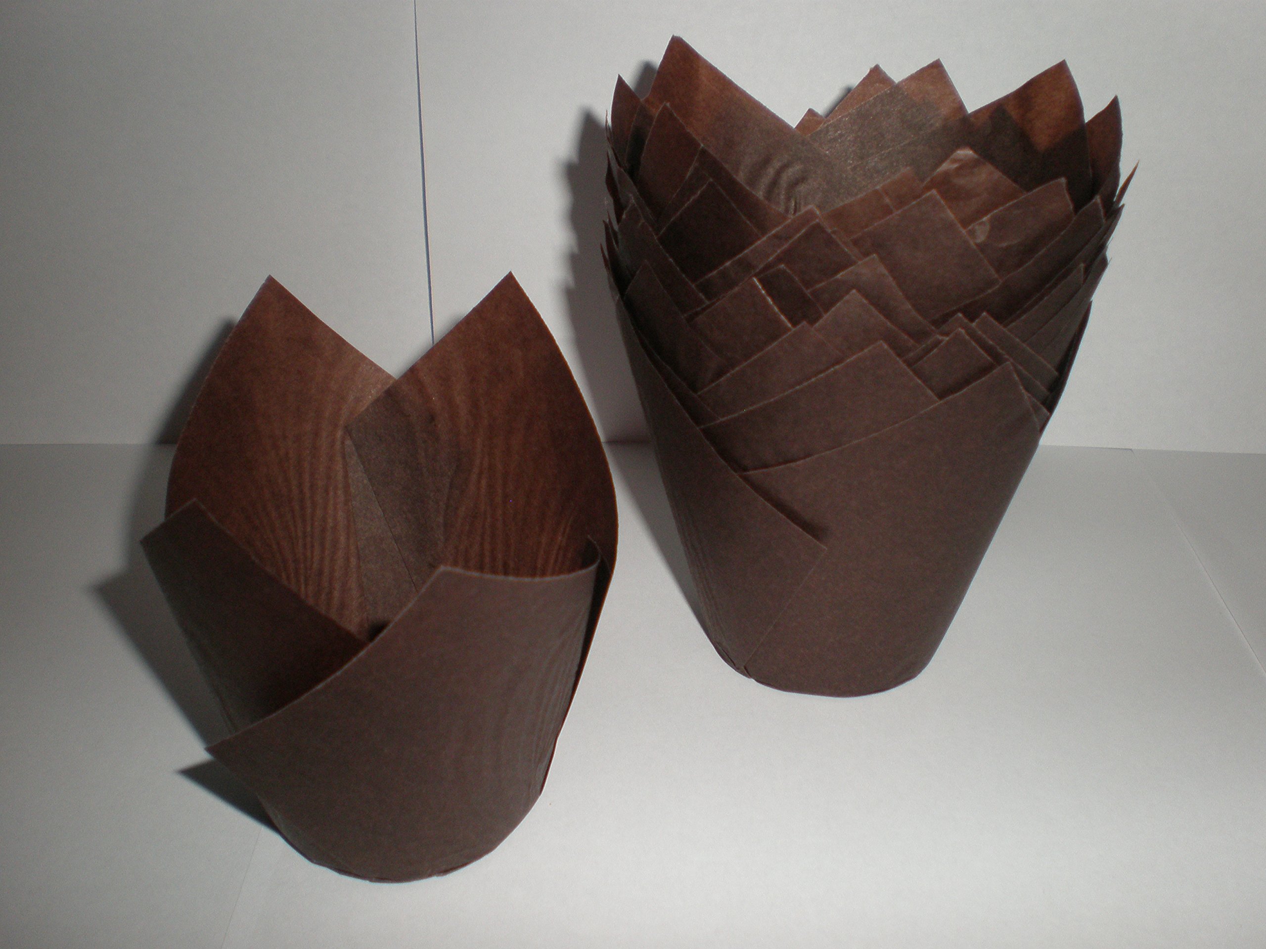50 Chocolate Brown Tulip Muffin Wraps - Great for Parties - Professional Baking by NJ