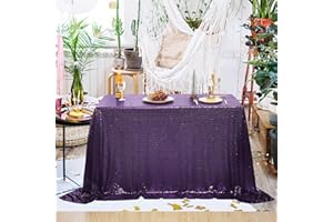 nanbowang Purple Sequin Tablecloth Glitter Sparkly Iridescent Shimmer for Rectangle Table Cloth 50 X 50 Table Covers Decorations for Birthday Party Supplies Event Wedding Table Skirt Decor