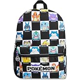 Pokemon Backpack for Kids Teens Pikachu Anime School Bag Daypack Backpacks for Daycare Sports School Supplies Gifts for Kids (Black/White)