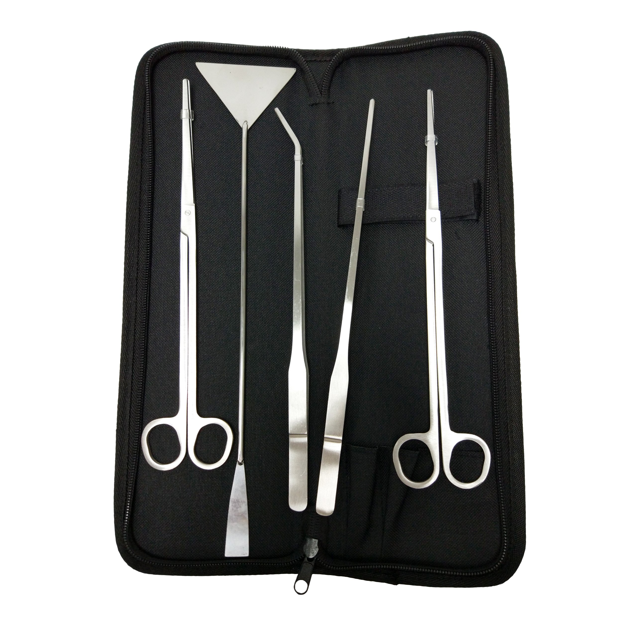 Signstek Aquarium long Tweezers Scissors Spatula Tool Set - 5 in 1 Stainless Steel Fish Tank clean accessories kits for Aquatic Plants, Snakes, Spiders