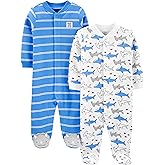Simple Joys by Carter's baby-boys 2-way Zip Thermal Footed Sleep and Play, Pack of 2