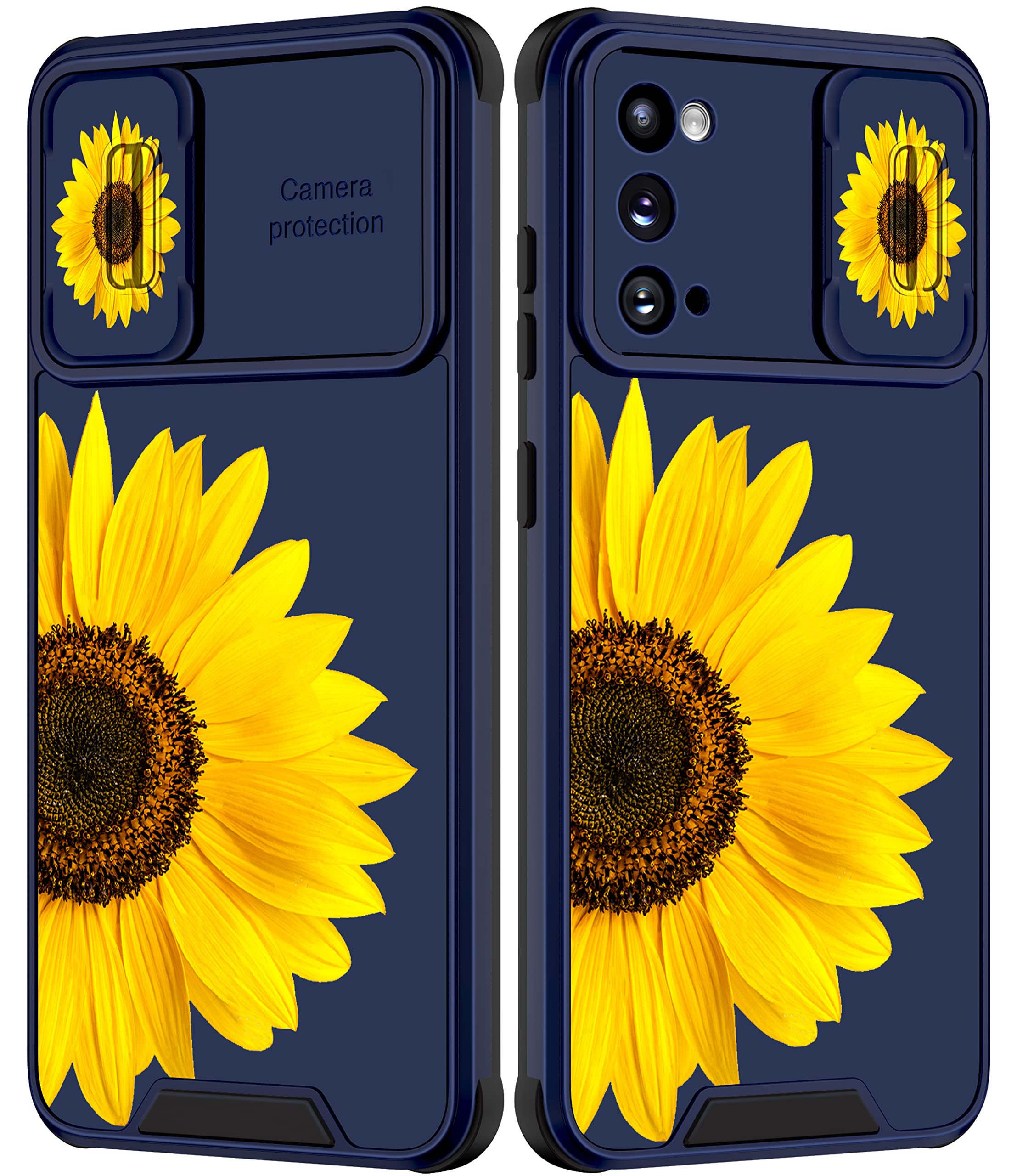 Goocrux for Samsung Galaxy S20 Case Sunflower Women Girls Cute Floral Flowers Girly Pretty Phone Cover Fashion Flower Unique Design with Slide Camera Cover Aesthetic Cases for Galaxy S20 5G 6.2''