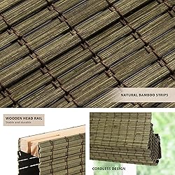 LazBlinds No Tools No Drill Cordless Bamboo Roman