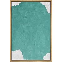 SIGNWIN Framed Canvas Print Wall Art Teal Formation on White Background Abstract Texture Illustrations Impressionism Contemporary for Living Room, Bedroom, Office - 16