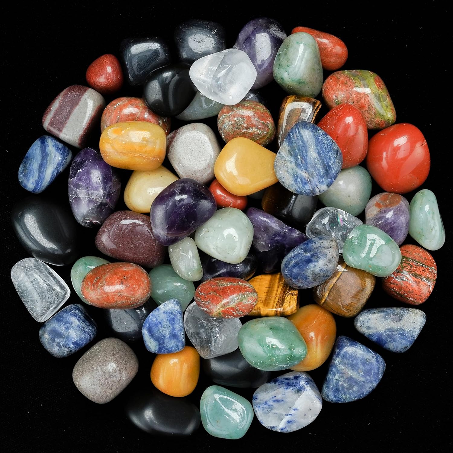 Indoor Fountains & Accessories - Crocon 1LB Assorted Crystals Tumbled Stones Bulk Set 2000+ Carats Pocket Crystal Healing Balancing Gemstones Tumbled Collection Palm Stone Good Luck Charm Gift Craft Home Decor Size: 20-25 mm