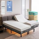 Renanim SF Split King Electric Adjustable Bed Frame with 10" Hybrid Memory Foam Mattress - Adjustable Mattress Base with Electric Massage, USB, UnderBed Light & Wireless Remote