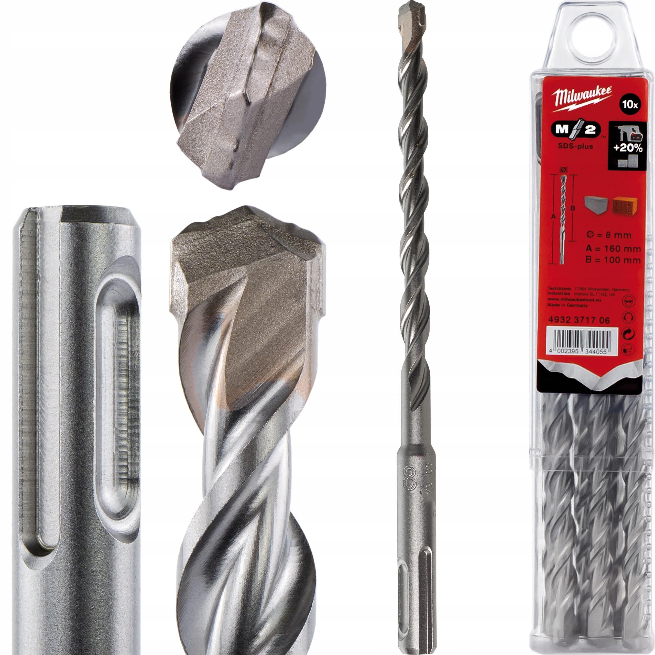 Milwaukee SDS-Plus Broca 2 Filos 8 x 160 x 100 – 10pã ‡
