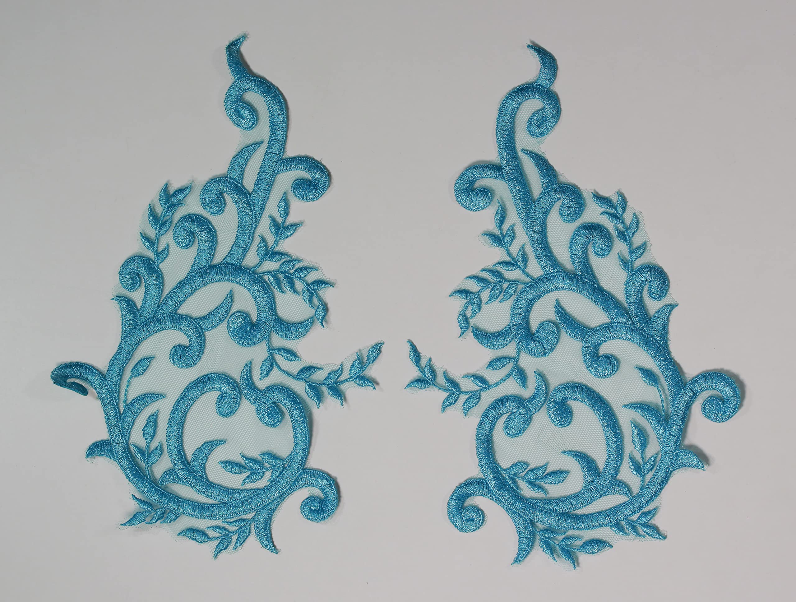 4 x Lace Embroidery Applique Wedding Motif Sew On Size: 23 cm x 15 cm #46A (Turquoise)