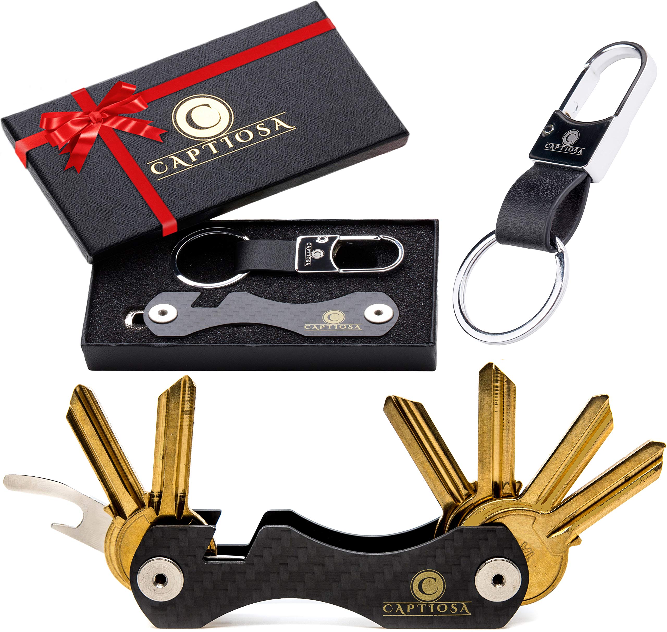 Smart Key Holder Key Organizer| Compact Holder made by Carbon Fiber, Folding Keychain Pocket Key Bar