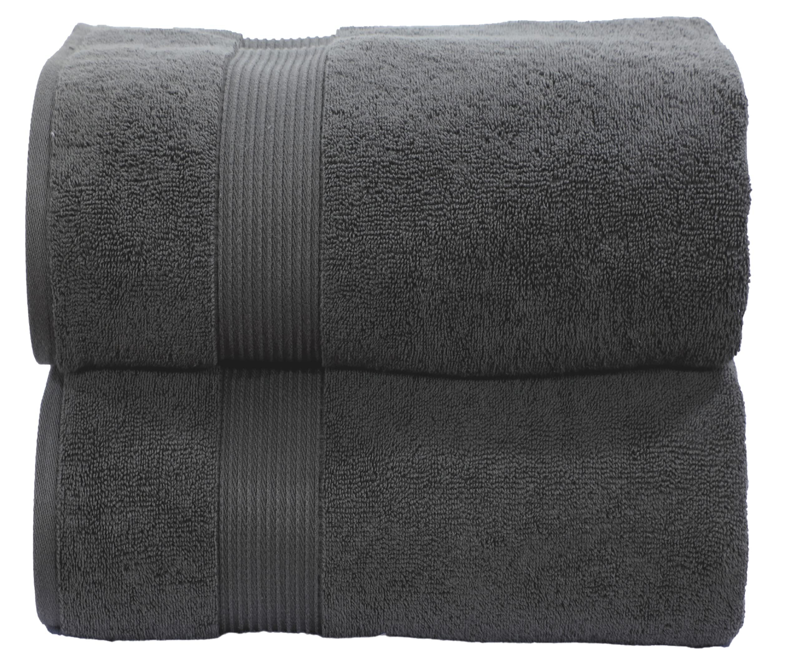 Jumbo Bath Sheets Extra Large (90 x 180 cm, 2 Pack) 100% Cotton Super Soft Hotel Quality Towel Bath Sheet - 600 GSM Ring Spun, Ultra Soft, Absorbent Beach Towel Bathroom Bath Towels Set (Grey)