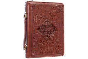 Christian Art Gifts Men's Classic Bible Cover Names of God Exodus 34:6, Brown Faux Leather, Large