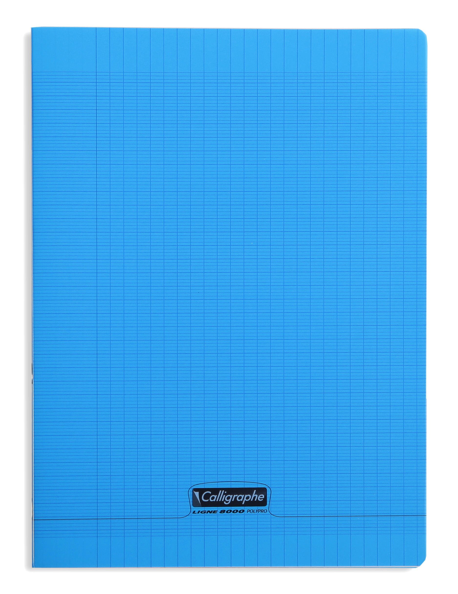 Calligrapher 18292C A Blue Stapled Notebook (a Clairefontaine Brand) - 24x32 cm - 140 Seyes TriColoure Pages - 90 g White Paper - Transparent Polypro Cover
