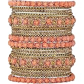 Aheli Ethnic Metal Bangles Chudha Set Stone Studded Bangle Set Indian Wedding Wear Fashion Jewelry Gift for Women Blue
