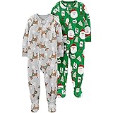 Simple Joys by Carter's Baby 2-Pack Holiday Loose Fit Flame Resistant Fleece Footed Pajamas