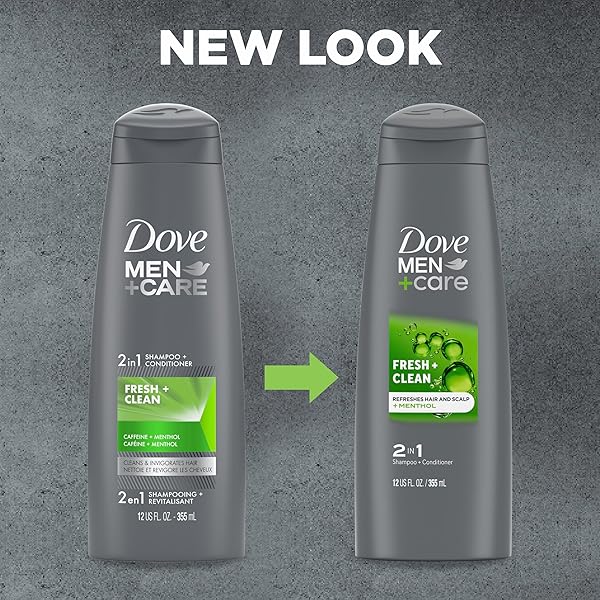 DOVE MEN+CARE FORTIFYING 2 IN 1 SHAMPOO AND CONDITIONER FOR NORMAL TO OILY HAIR FRESH AND CLEAN WITH CAFFEINE HELPS STRENGTHEN AND NOURISH HAIR 12 OZ