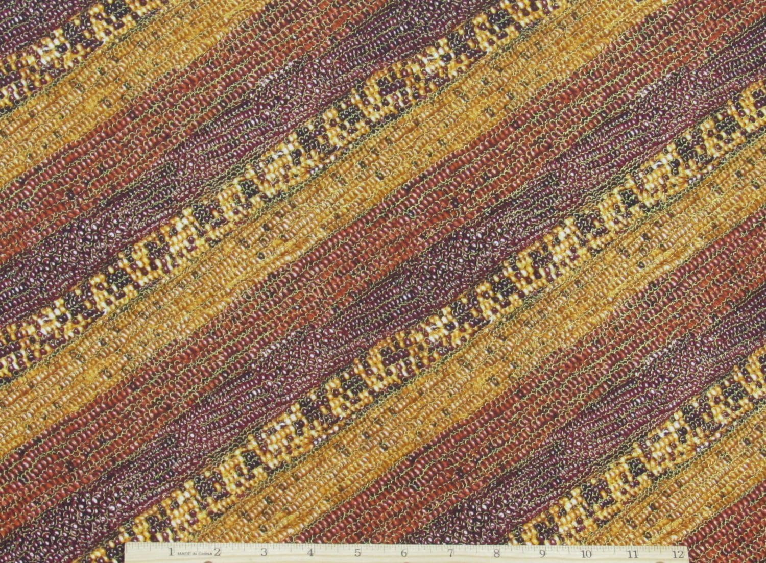 Indian Corn Autumn Fauna with Metallic Gold Fabric by The Yard