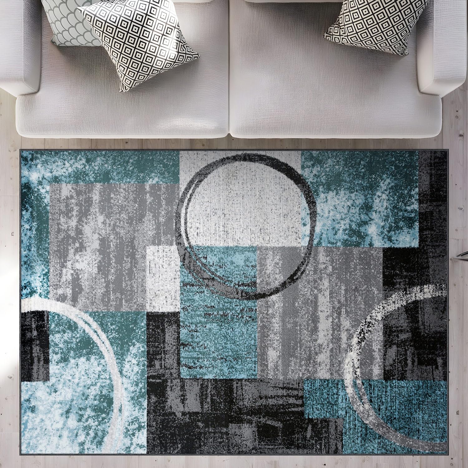 Rugshop Contemporary Abstract Circle Design Soft Area Rug 5'3