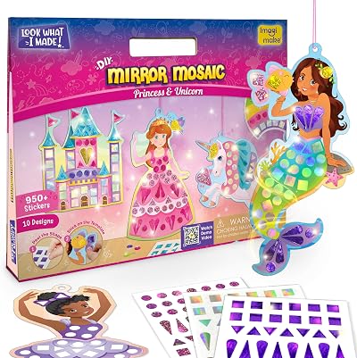 Imagimake Mirror Mosaic Princess & Unicorn Craft Kit 950+ Foil Stickers