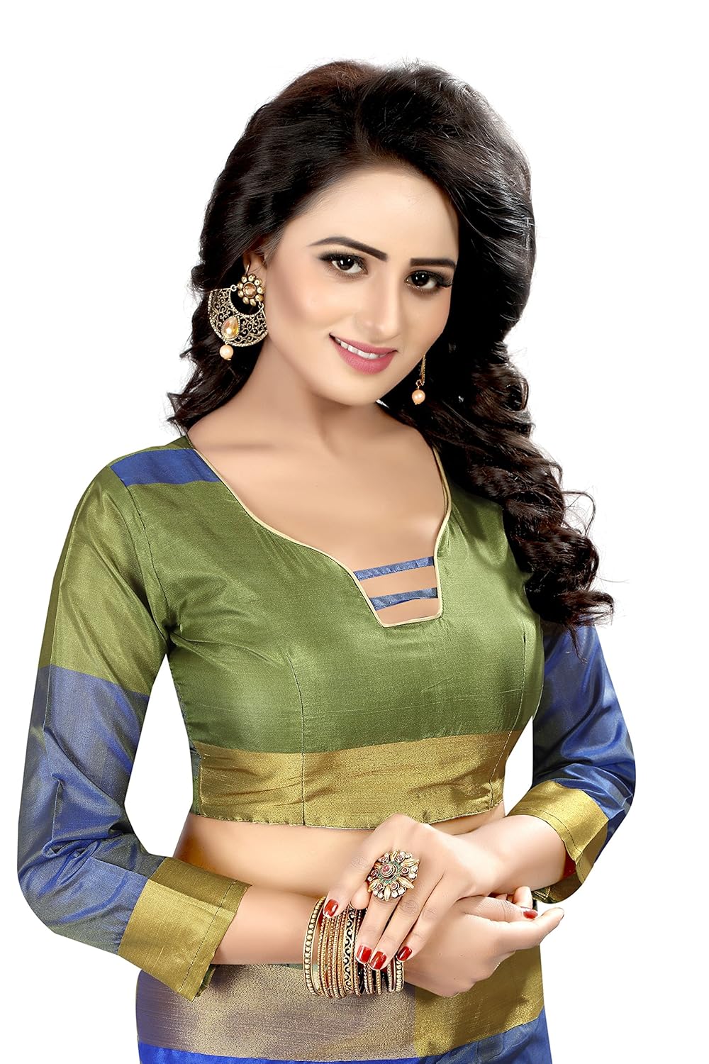 perfectblue cotton silk saree with blouse piece