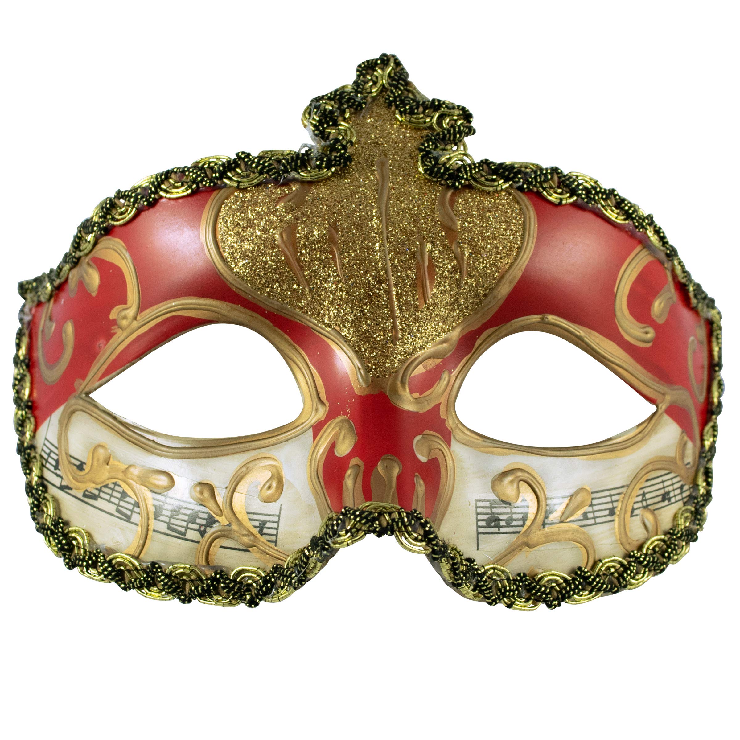 Venetian MASQUERADE Ball Mask | FILIGREE Gold and Glitter Mask | Fancy Dress PROM BALL (Red)