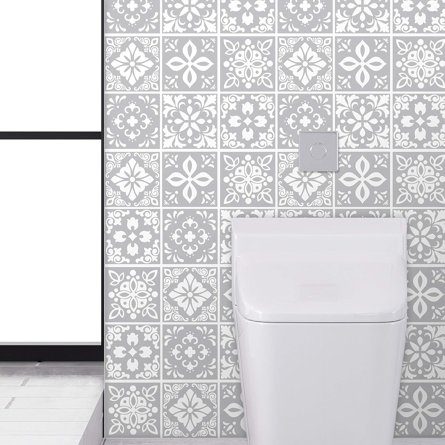 WALPLUS Wall Tile Sticker 15cm 24 pcs Light Grey Cement DIY Art Home Decorations Stick on Tiles Decals Splashback for Kitchen Decor Bathroom Ideas Peel and Stick Backsplash Tile Paint - Image 4