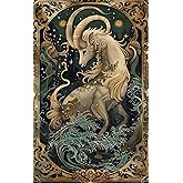 Twelve Constellations Capricorn Zodiac Metal Tin Sign,Celestial Star Sign Home Decor,Retro Astrology Wall Art for Living Room,Bar,ManCave,Vintage Horoscope Plaque for Astrology Lovers 12x8inch