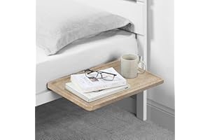 SunnyPoint Bedside Shelf, Office Divider Shelf; Clamp on Shelf for Bunk Bed, Lofts & Bed Frame. (L -17" X 11.6" X 2.3", Natural Wood)