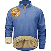 MAGCOMSEN Men's Quarter Zip Pullover Heavyweight Sherpa Lined Sweatshirt Warm Fleece 1/4 Pullover Winter Golf Casual