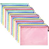 Mocunus 20 Pcs Zipper File Bags Zipper Mesh Pouch with 5 Colors(4 pcs/Color) Waterproof Bag for Document Organizer PVC Material for Office Family Supplies and Business Travel Pouch