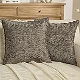 FUTEI Dark Grey Decorative Throw Pillow Covers 18x18 Inch Set of 2,Soft Grainy Textured Cushion Cases,Modern Home Decor for Couch Bed Living Room