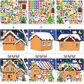 30 Sheets Make A Gingerbread House Stickers, 3 Designs DIY Christmas Craft for Kids Toddlers, Xmas Activities Party Favor Holiday Decor for Treats Goodie Bag-15 Finished Products
