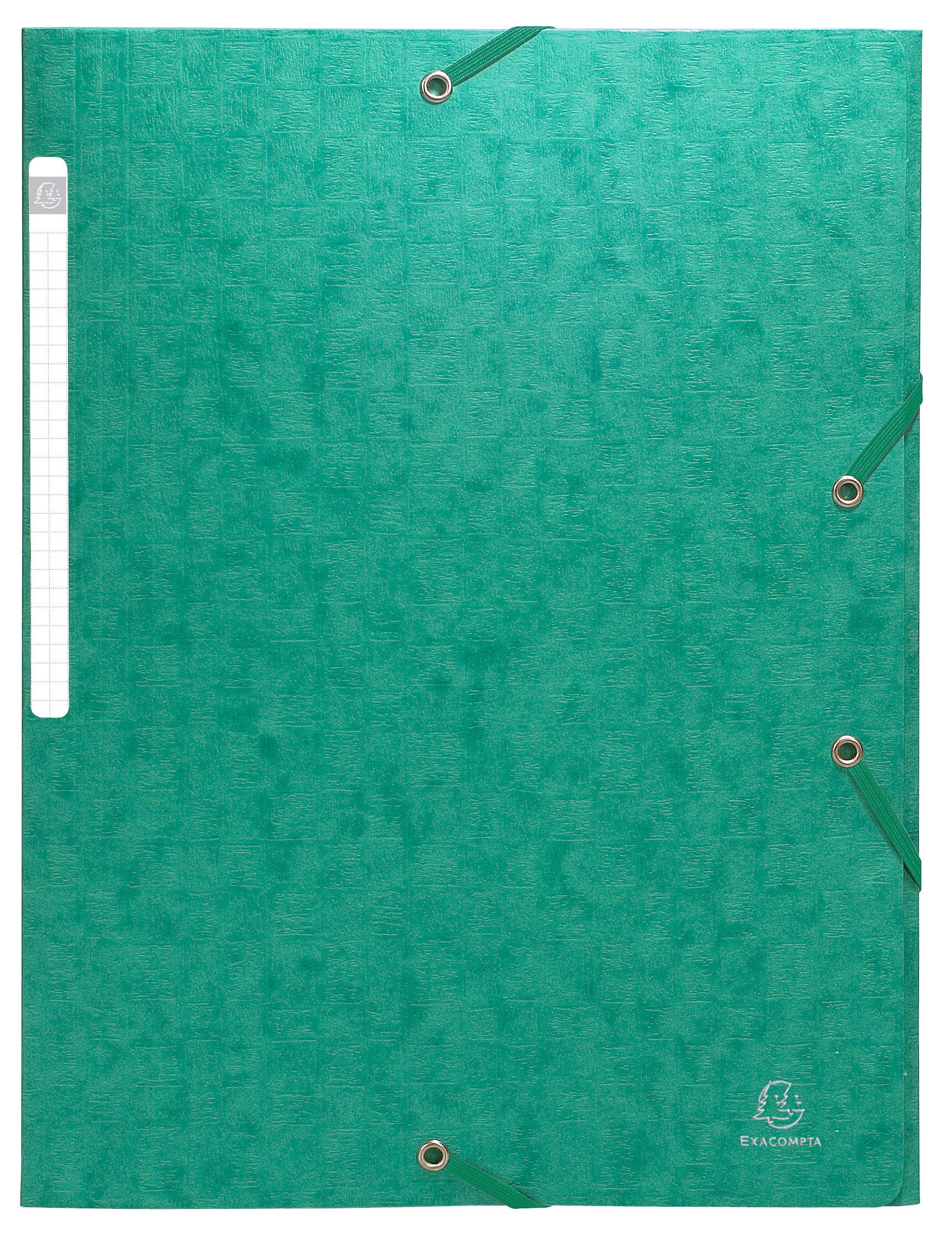 Exacompta - Ref 55753E - Scotten Elasticated 3-Flap Folders - Suitable for A4 Documents, 425gsm Embossed Mottled Pressboard, FSC-Certified - Green (Pack of 10)