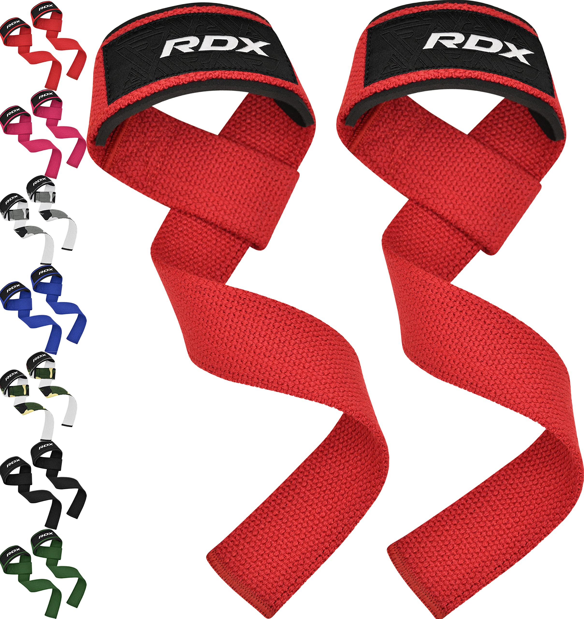 RDX Lifting Straps for Weightlifting – 100% Cotton Heavy Duty Gym Wrist Strap with 5MM Neoprene Padding, 60CM Anti-Slip Hand Grip Wraps for Deadlifts Powerlifting Workouts Strength Training, Men Women