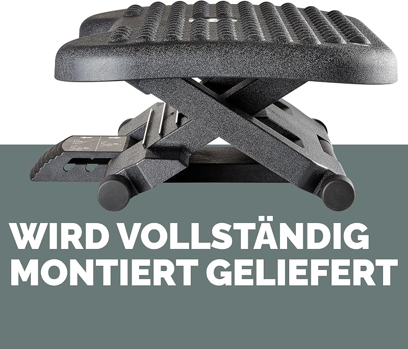 Everyday Plus Fußstütze – ergonomische Fußauflage mit Rutschfester Basis – ideal für unter dem Schreibtisch – Fußstützenhocker für Büro oder Zuhause – verbessert Sitzkomfort – Schwarz