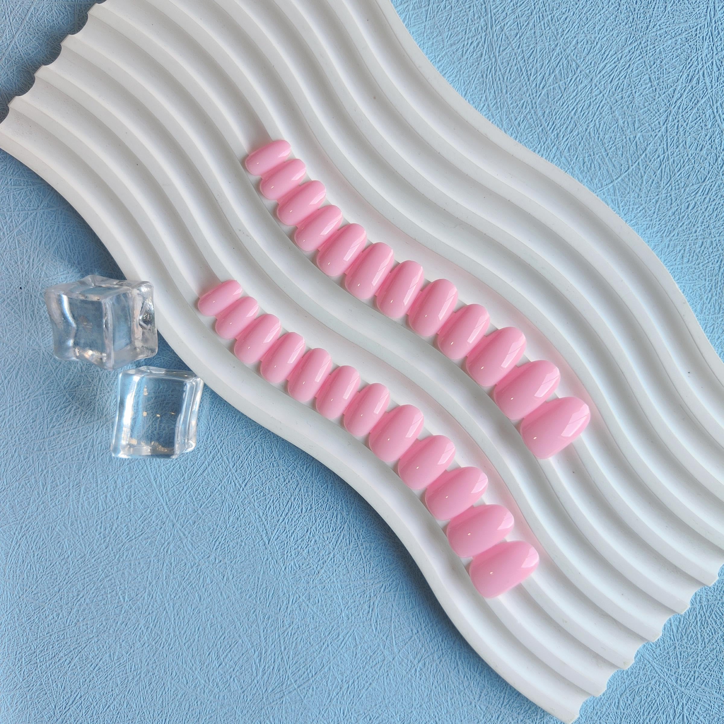 KQueenest Baby Pink Press On Nails Short Oval,Natural Round Fake Nails,Short Almond Nails Glue on,Thick Acrylic Nails Press Ons,One Color Gel Stick On Nails Set For Tiny Average Wide Nail Beds - Image 4