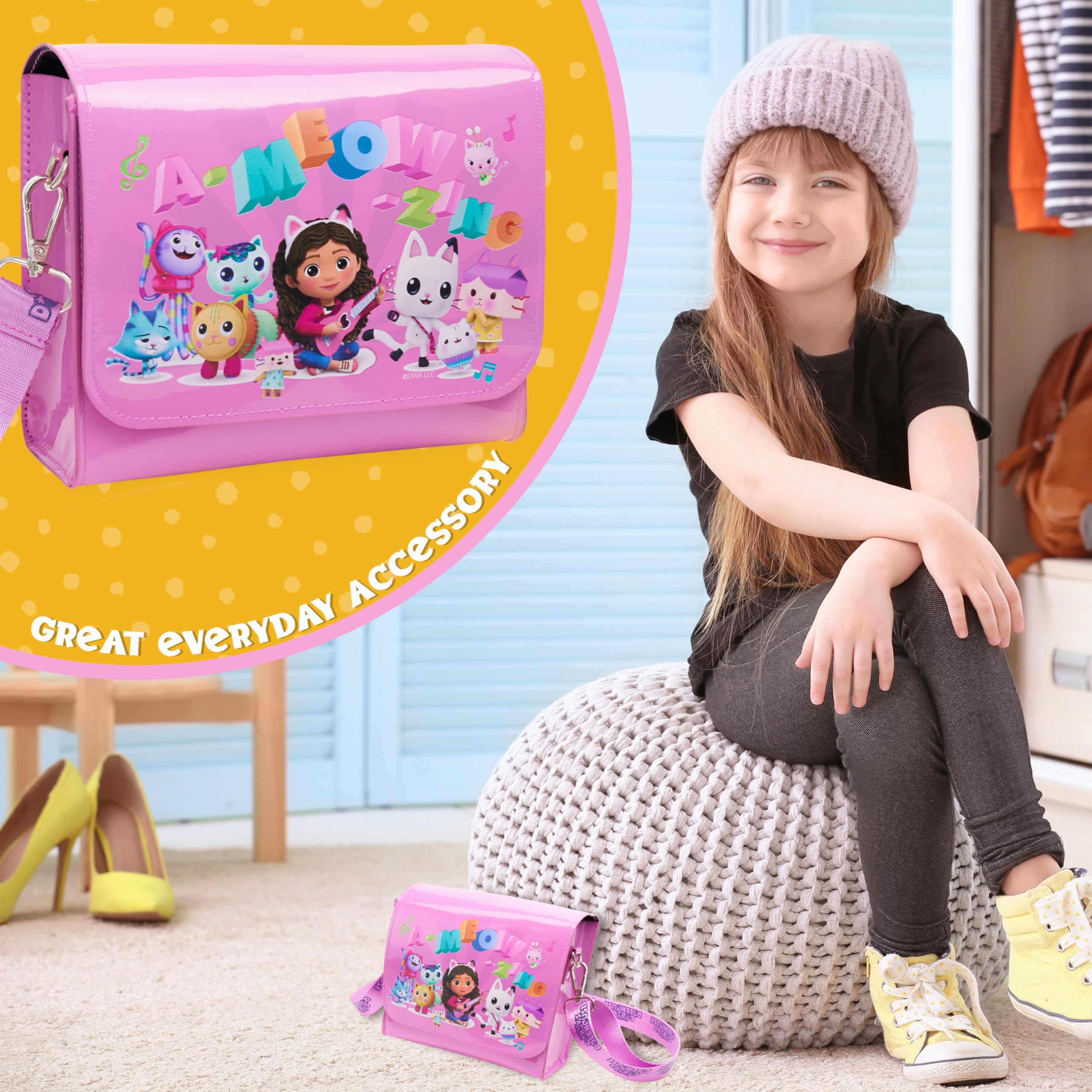Gabby's Dollhouse Girls Purse, Cute Shoulder Bag with Adjustable Strap - Girls Gifts