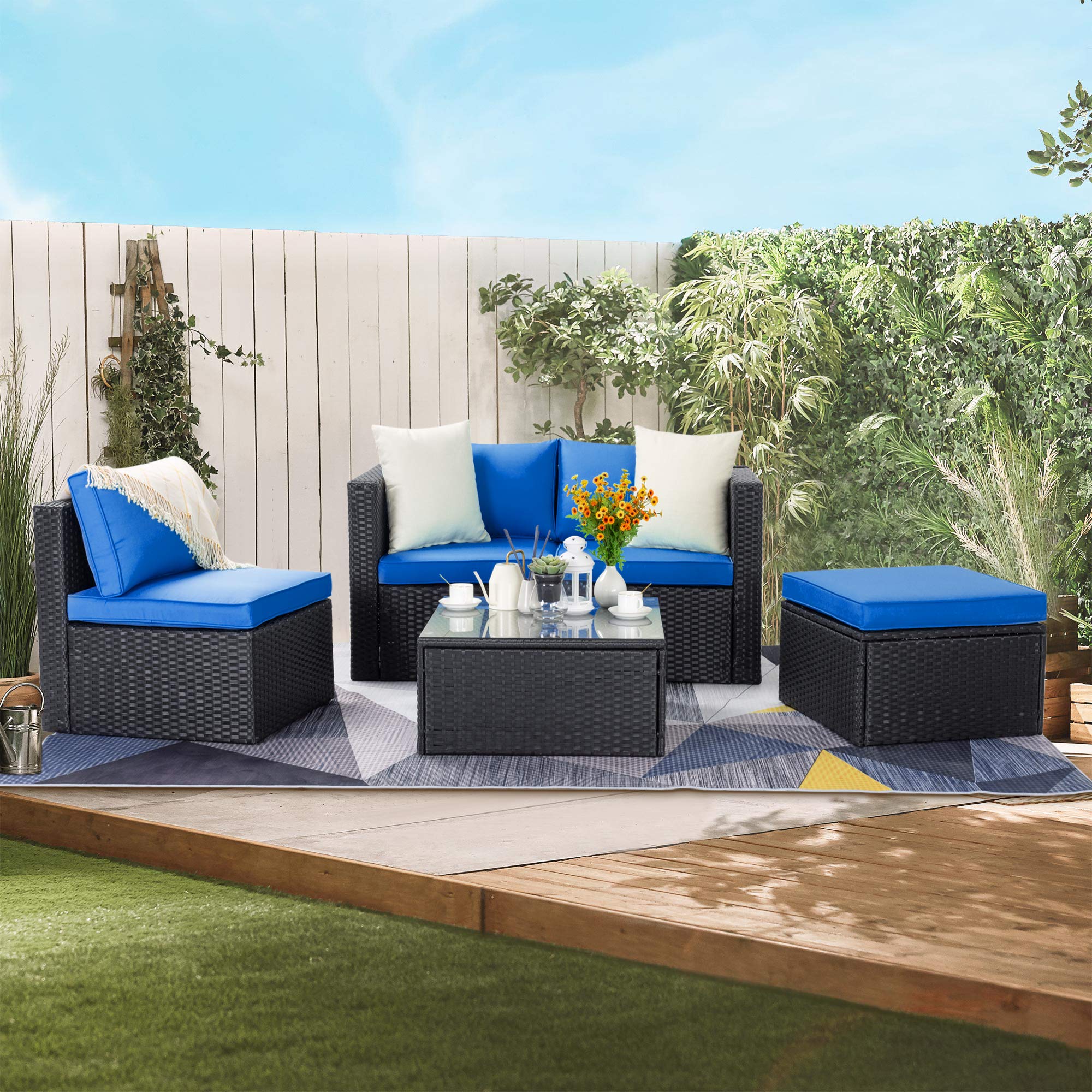 Buy Waleaf Outdoor Furniture 5Piece Rattan Sectional Patio Sofa