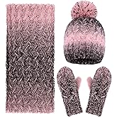 ANDORRA 3 in 1 Women Soft Warm Thick Cable Knitted Hat Scarf & Gloves Winter Set
