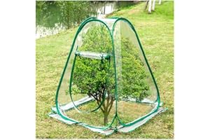KXCOFTXI Pop Up Greenhouse Cover Transparent PVC Mini Greenhouse Outdoor with 4 Fixed Nails, Clear Portable Backyard Gardening Sunshine Tent for Cold Frost Protector Gardening Plants
