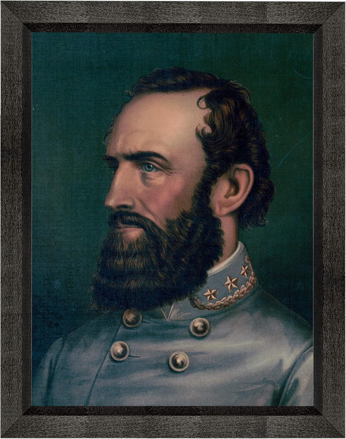 Photographs - Stonewall Jackson Photograph in a Black Beveled Frame - Historical Artwork from 1877 - (16
