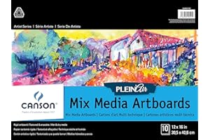 Canson Artist Series Plein Air Mixed Media Paper, Fold Over Art Board, 12x16 inches, 10 Sheets - Artist Paper for Adults and Students - Watercolor, Gouache, Graphite, Ink, Pencil, Marker