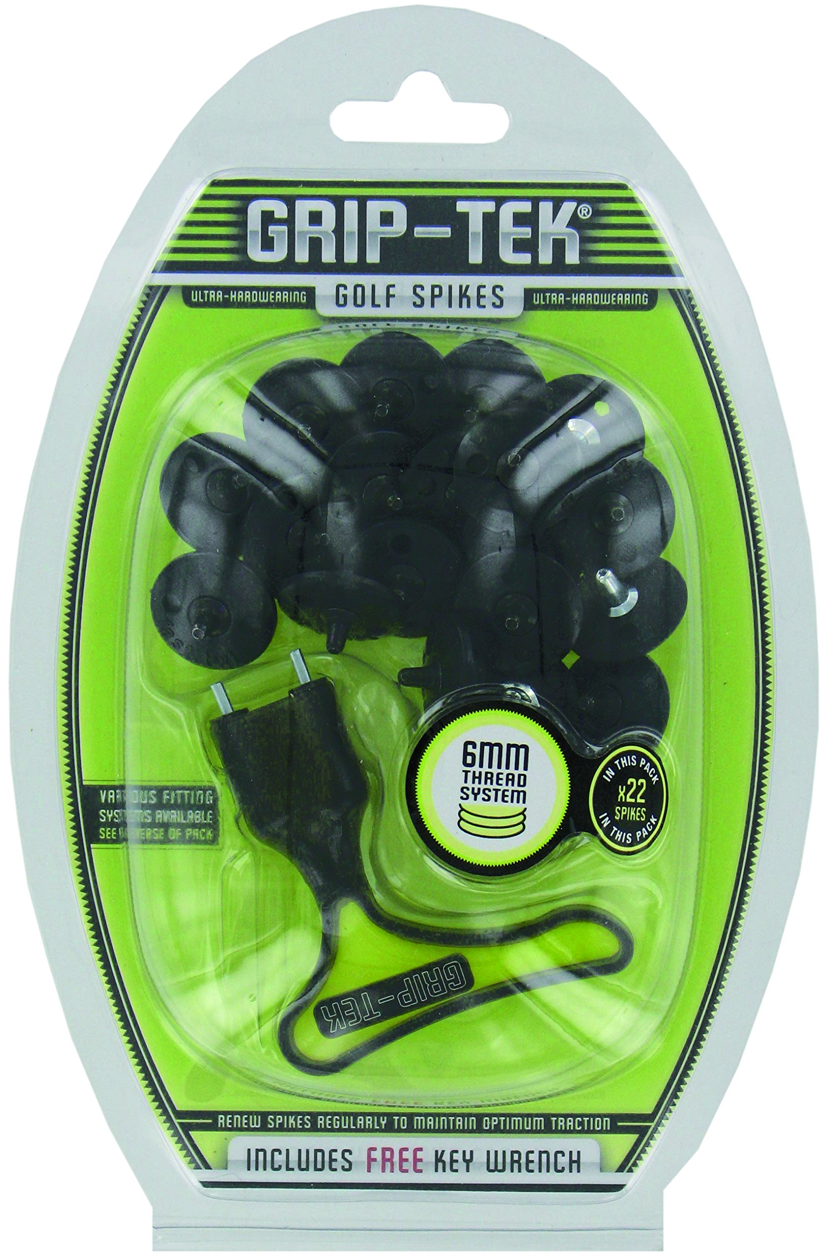 Grip-Tek Metal Thread Golf Shoe Spikes - Black, 6 mm