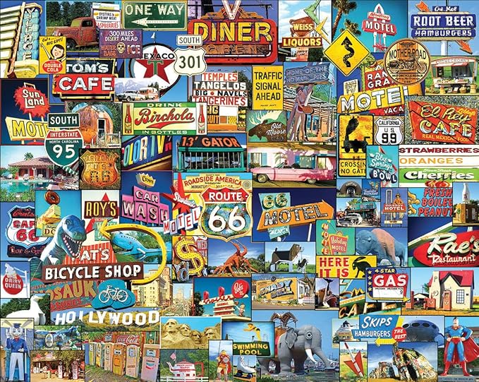 White Mountain Puzzles Roadside America 1000 Piece Jigsaw Puzzle